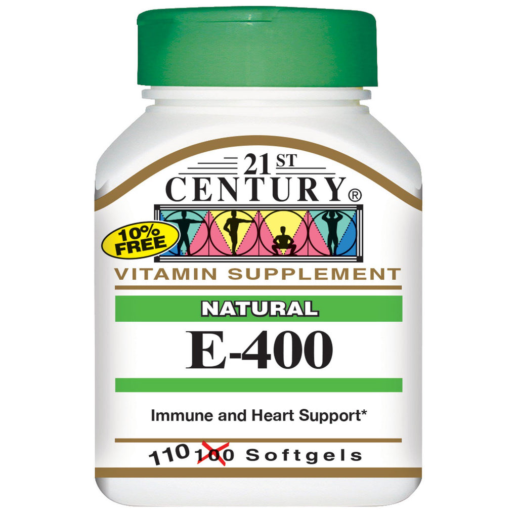 21st Century, E-400, Natural, 110 cápsulas blandas