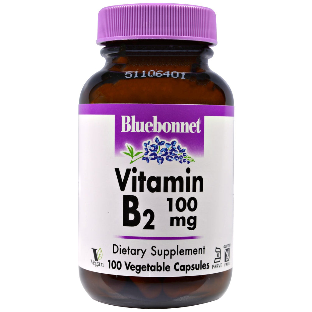 Bluebonnet Nutrition、ビタミンB2、100 mg、ベジカプセル100粒