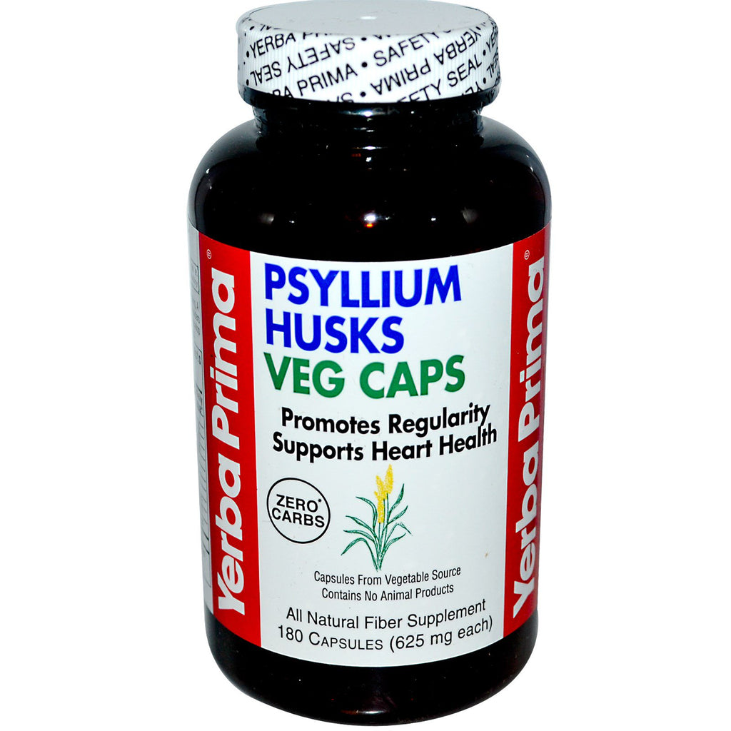 Yerba Prima, Cápsulas vegetales de cáscara de psyllium, 625 mg, 180 cápsulas