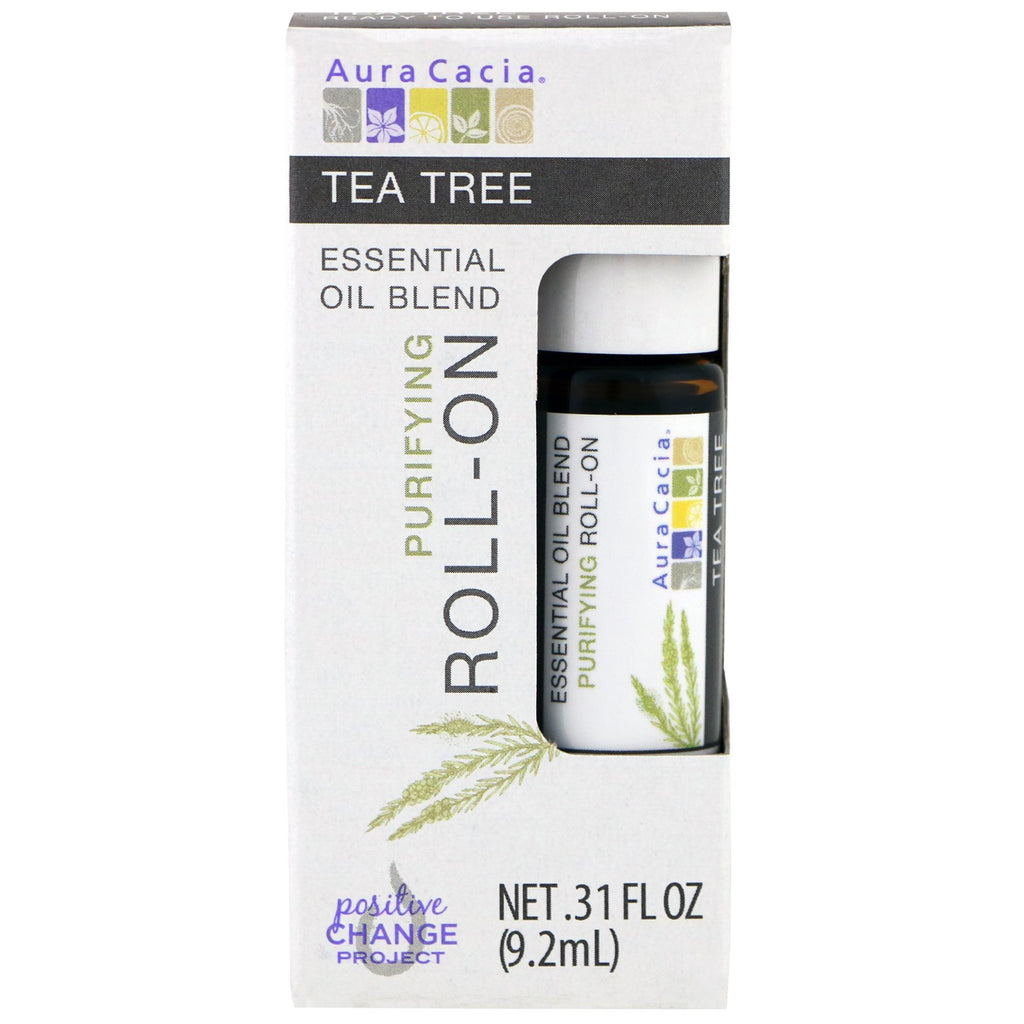 Aura Cacia, blanding af æterisk olie, rensende Roll-On, Tea Tree, 0,31 fl oz (9,2 ml)