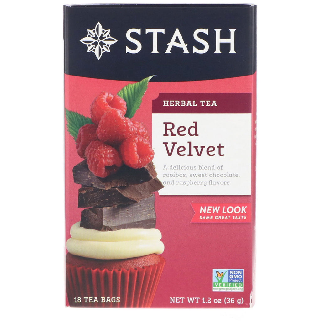 Stash Tea, Örtte, Red Velvet, 18 tepåsar, 1,2 oz (36 g)