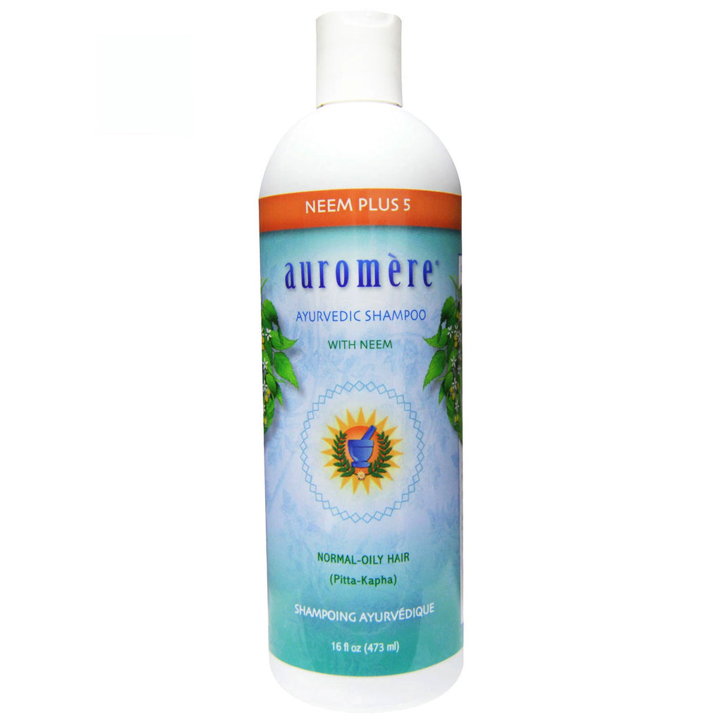 Auromere, ayurvedisk shampoo, Neem Plus 5, 16 fl oz (473 ml)