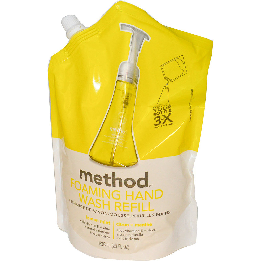 Metodă, Rezervă pentru spălare de mână cu spumă, mentă de lămâie, 28 fl oz (828 ml)