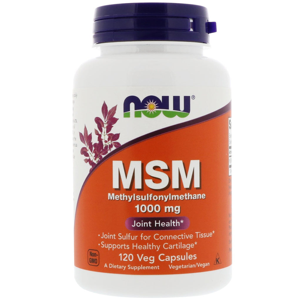 Now Foods, MSM、メチルスルホニルメタン、1,000 mg、植物性カプセル 120 粒