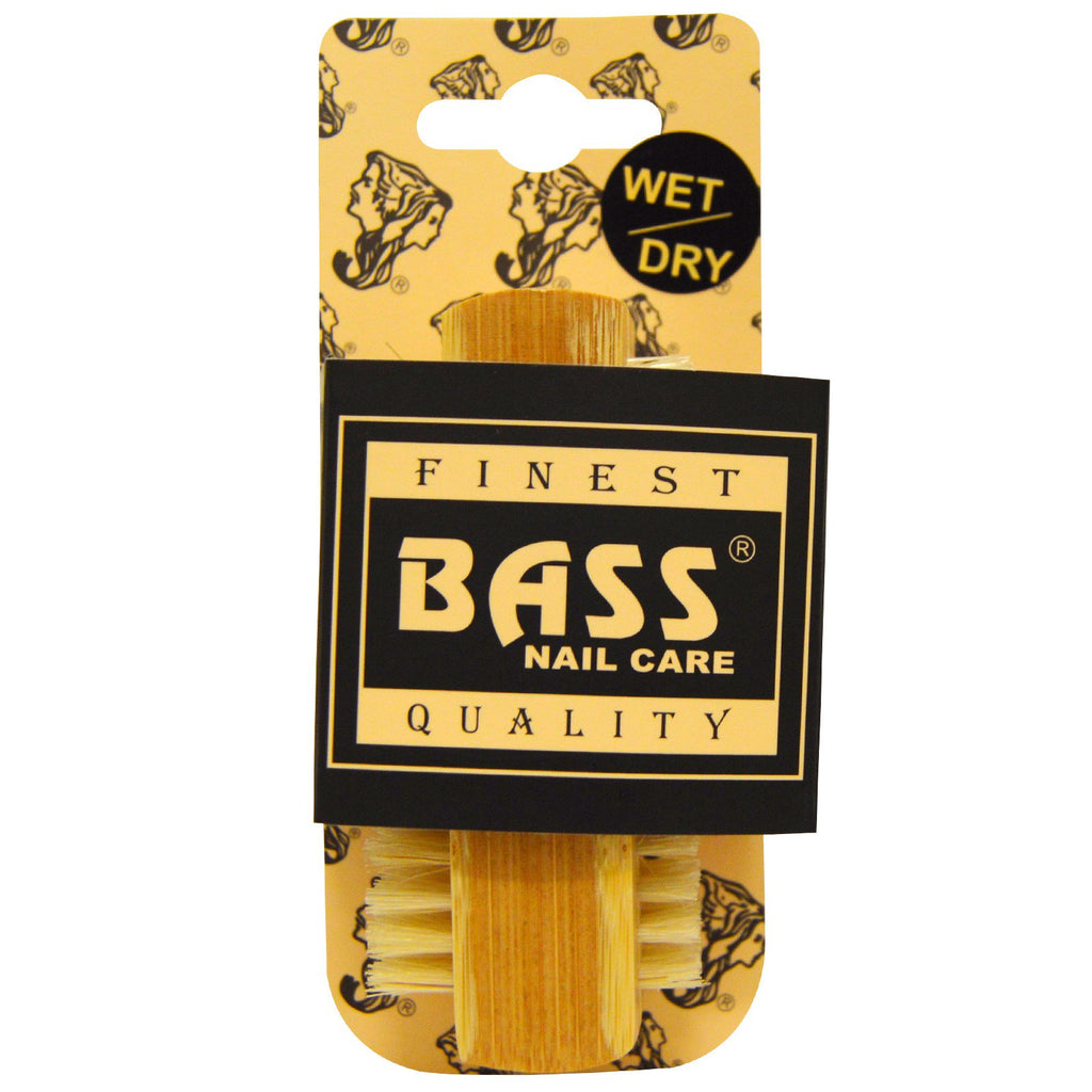 Pincéis Bass, escova de limpeza de unhas com cerdas 100% naturais, extra firme, 1 escova