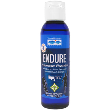 Trace Minerals Research, Endure、パフォーマンス電解質、4 fl oz (118 ml)