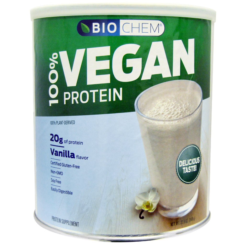 Biochem, 100% חלבון טבעוני, טעם וניל, 22.8 אונקיות (648 גרם)