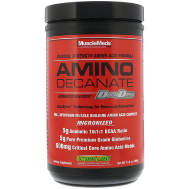 MuscleMeds, Amino Decanate, Citrus Lime, 13,5 oz (384 g)