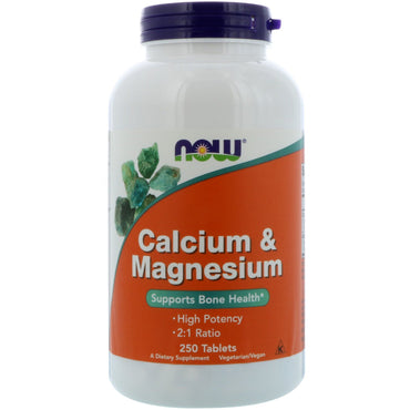 Nu fødevarer, calcium & magnesium, 250 tabletter