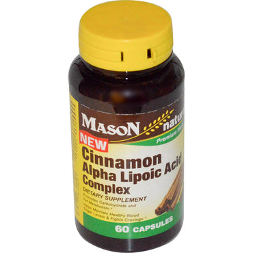Mason Natural, Complexe d'acide alpha-lipoïque à la cannelle, 60 gélules