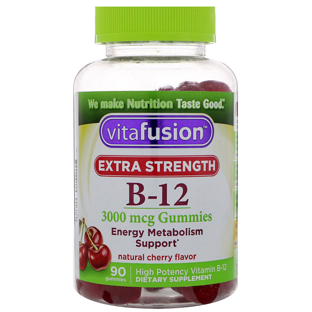 VitaFusion, Extra Strength B-12, Natural Cherry Flavor, 3000 mcg, 90 Gummies