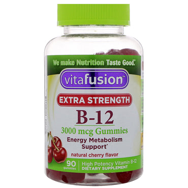 VitaFusion, Extra Strength B-12, Naturlig Kirsebærsmag, 3000 mcg, 90 Gummies