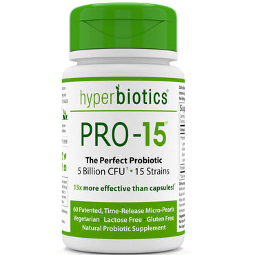 Hyperbiotics, pro - 15, 완벽한 프로바이오틱스, 50억 cfu, 60정