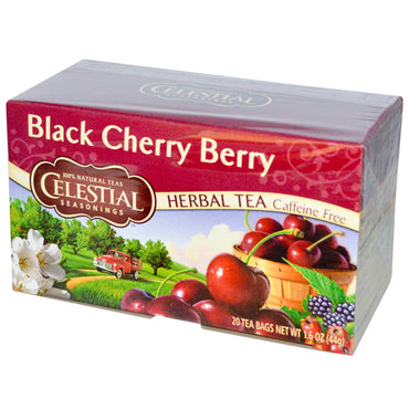 Celestial Seasonings, té de hierbas, cereza negra, sin cafeína, 20 bolsitas de té, 1,6 oz (44 g)