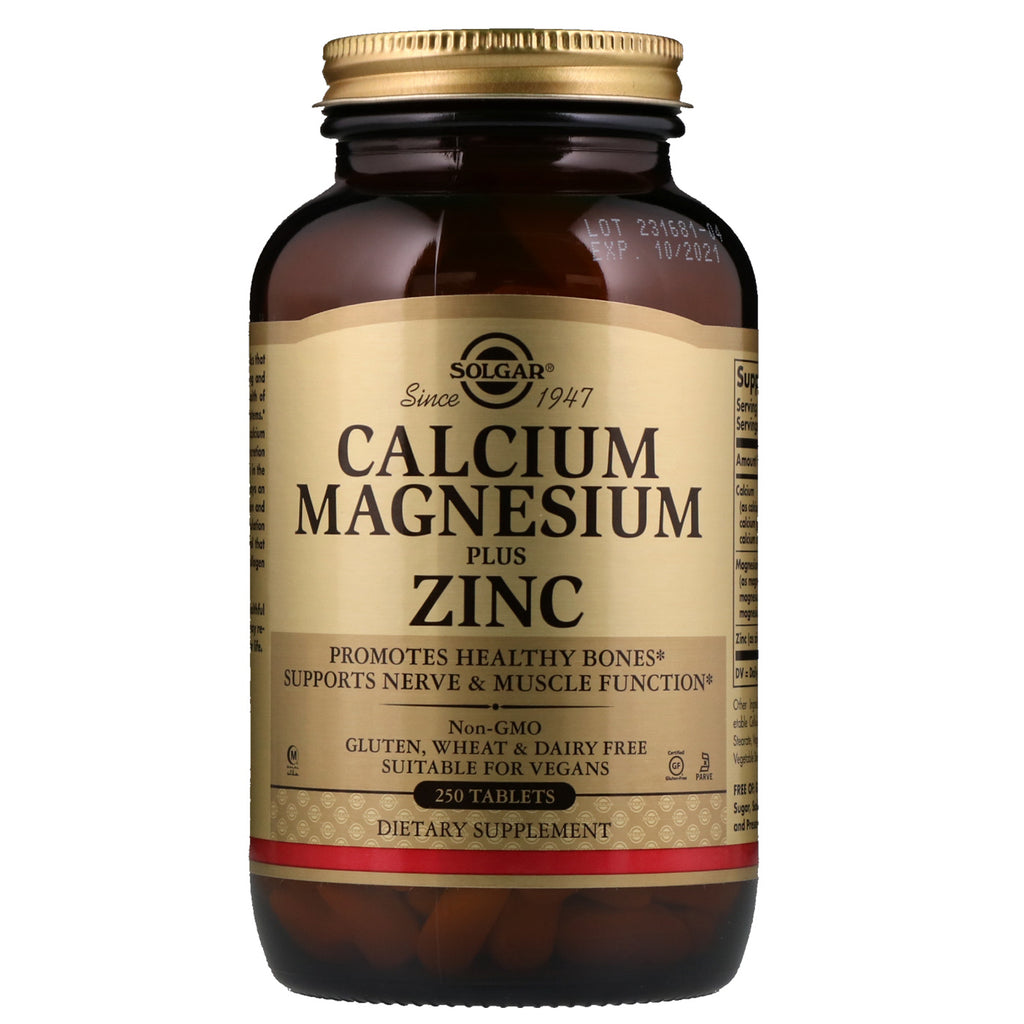 Solgar, Calcium Magnésium Plus Zinc, 250 Comprimés
