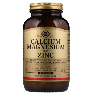 Solgar, cálcio magnésio mais zinco, 250 comprimidos