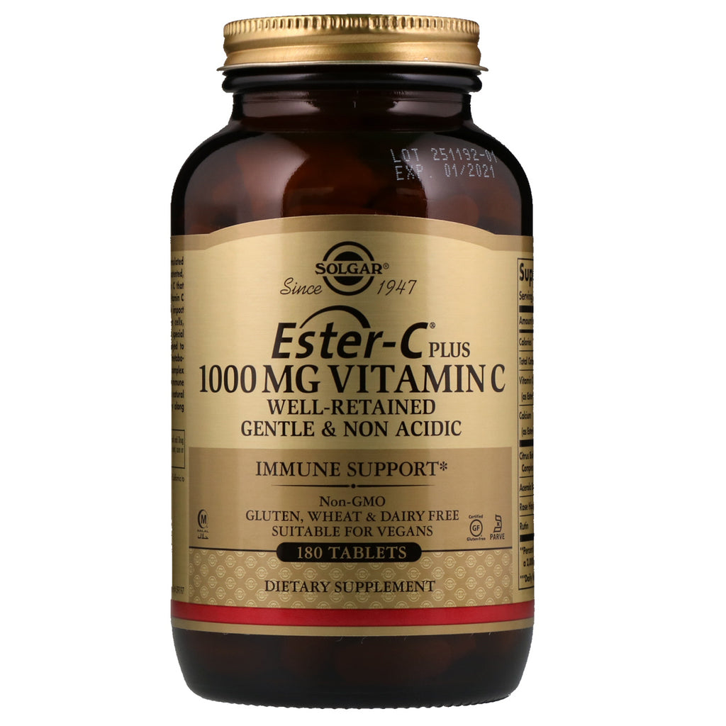 Solgar, Ester-C Plus, Vitamin C, 1000 mg, 180 tabletter