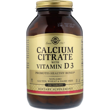 Solgar, Citrate de Calcium avec Vitamine D3, 240 Comprimés