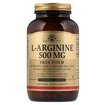 Solgar, L-Arginin, 500 mg, 250 pflanzliche Kapseln