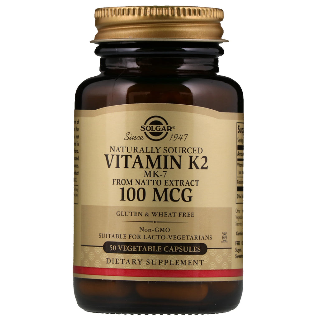 Solgar, vitamina K2 naturală, 100 mcg, 50 capsule vegetale