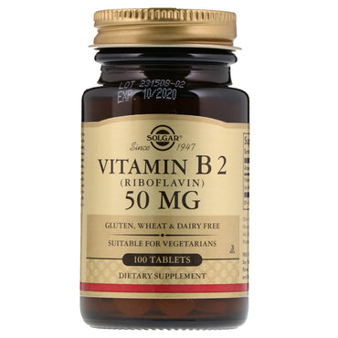 Solgar, Vitamina B2, 50 mg, 100 Comprimidos