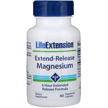 Life Extension, Magnesio de liberación prolongada, 60 cápsulas vegetarianas