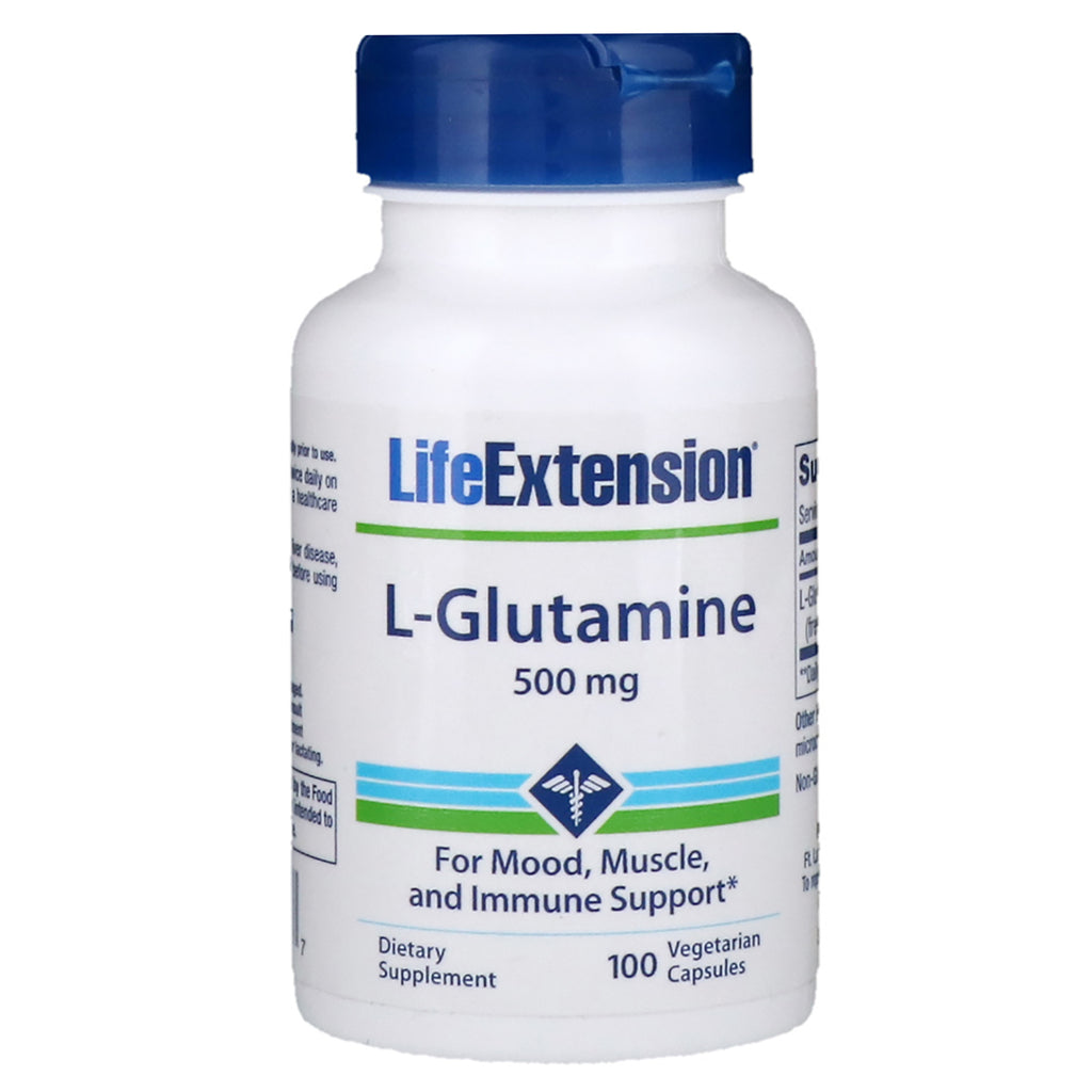 Life Extension、L-グルタミン、500 mg、ベジタリアン カプセル 100 粒