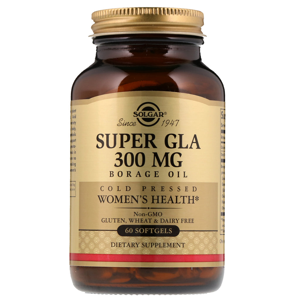 Solgar, Super GLA, huile de bourrache, santé des femmes, 300 mg, 60 gélules