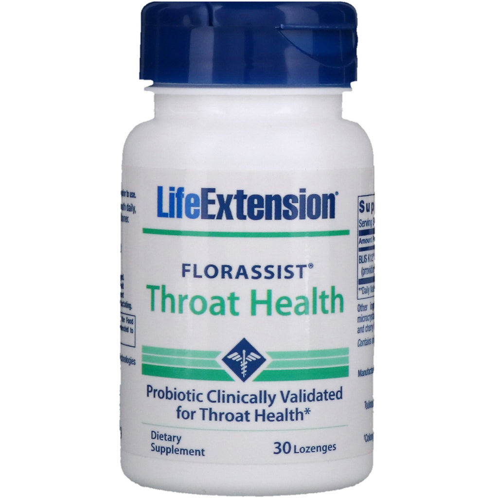 Life Extension, Florassist, Salud de la garganta, 30 pastillas