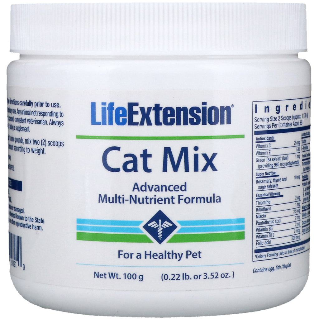 Life Extension, Cat Mix、高度なマルチ栄養素フォーミュラ、3.52 オンス (100 g)
