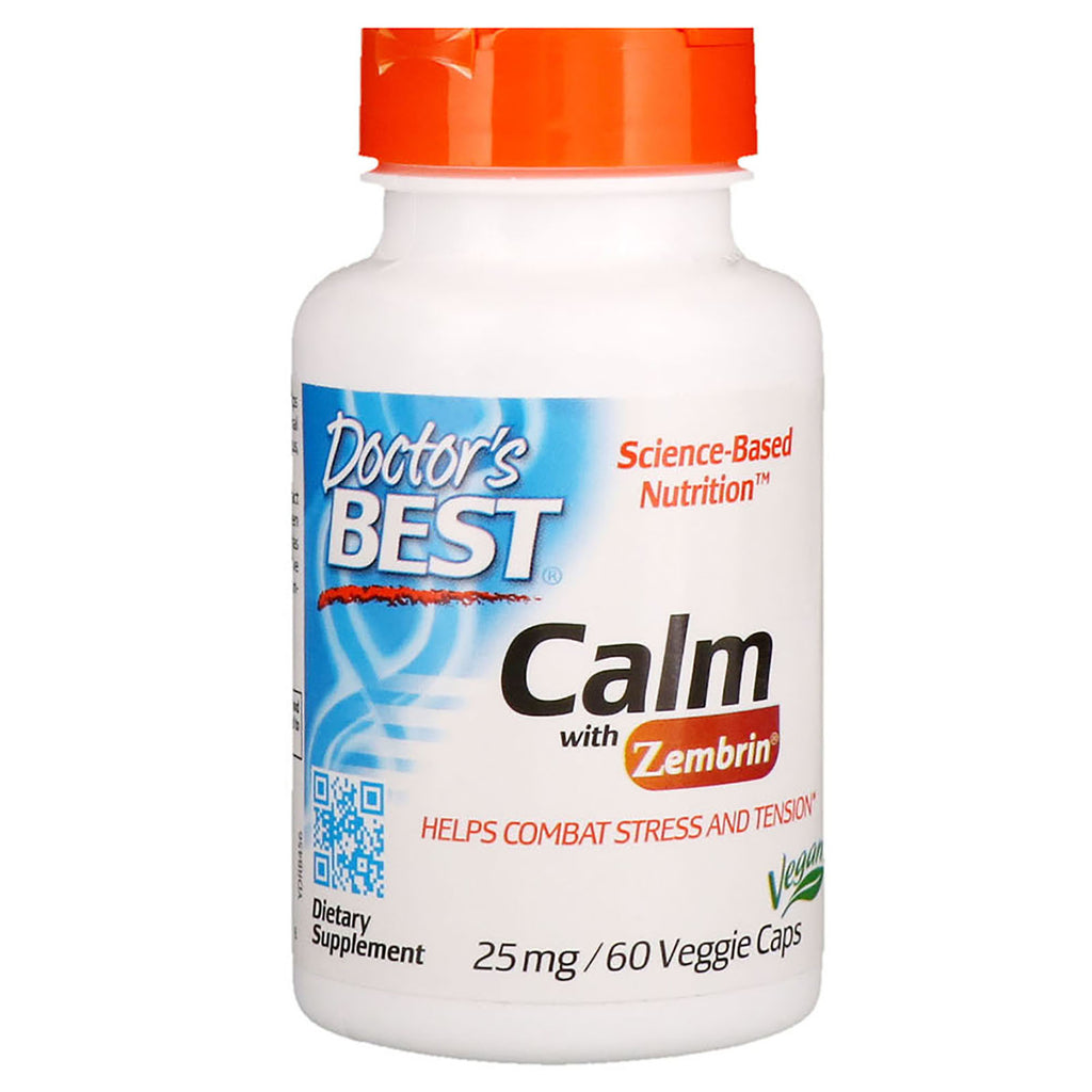 Doctor's Best, Calm with Zembrin, 25 mg, 60 식물성 캡슐