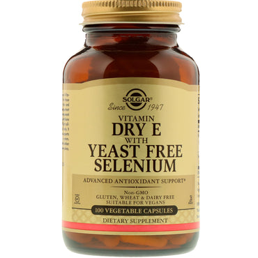 Solgar, Vitamine Droge E met Gistvrij Selenium, 100 Plantaardige capsules