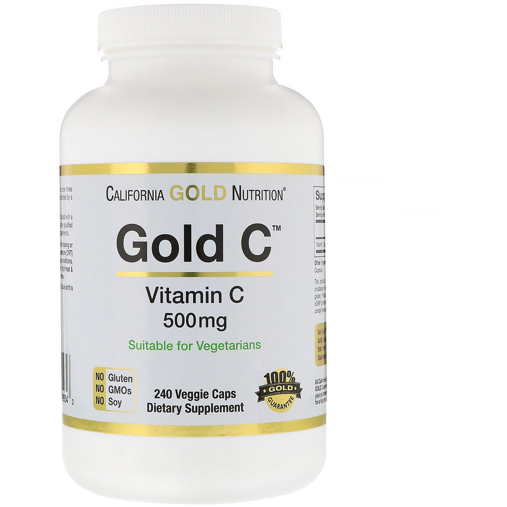 California Gold Nutrition, 골드 C, 비타민 C, 아스코르브산, 500mg, 식물성 캡슐 240정