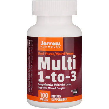Jarrow Formulas, Multi 1-to-3, med lutein, jernfri, 100 tabletter