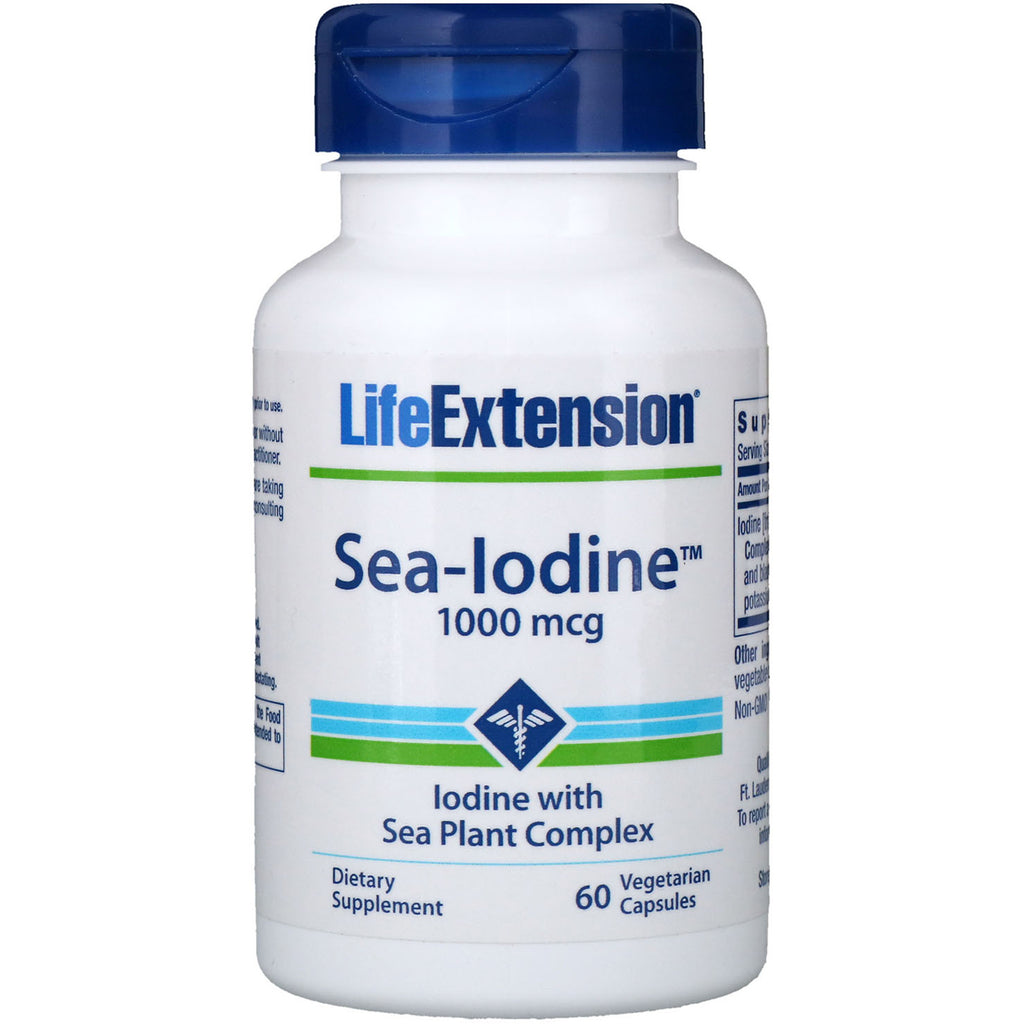 Life Extension, ไอโอดีนทะเล, 1000 mcg, 60 แคปผัก