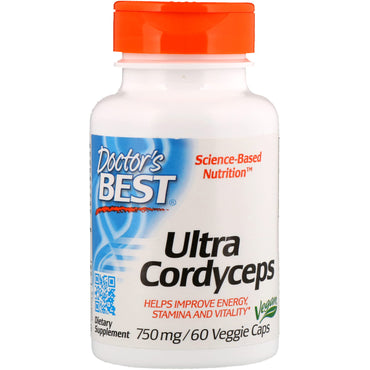 Doctor's Best, Ultra Cordyceps, 750 mg, 60 cápsulas vegetales