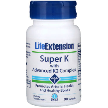 Life Extension, 고급 K2 복합체가 함유된 Super K, 소프트젤 90정