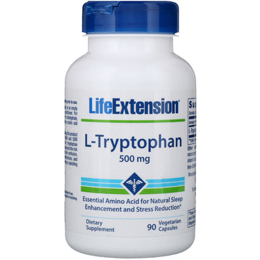 Life Extension, L-Tryptofaan, 500 mg, 90 Vegetarische capsules