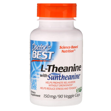 Doctor's Best, Suntheanine L-teanina, 150 mg, 90 cápsulas vegetales