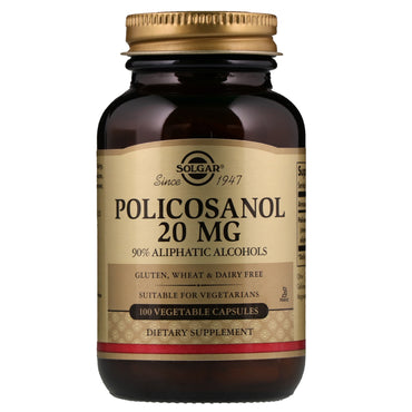 Solgar, Policosanol, 20 mg, 100 Vegetable Capsules