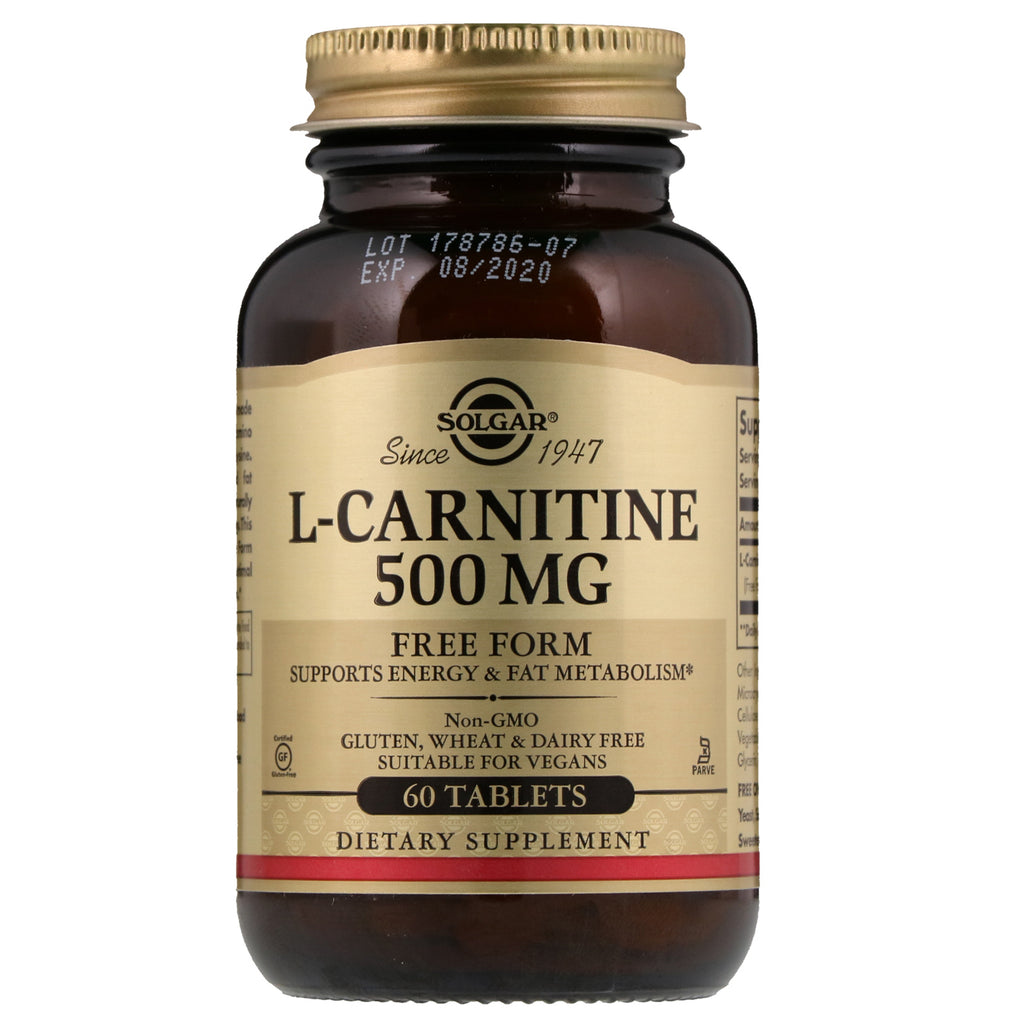 Solgar, L-carnitină, 500 mg, 60 comprimate