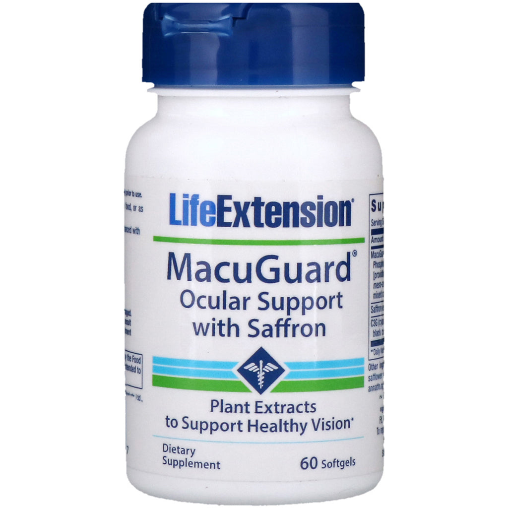 Life Extension、MacuGuard、サフラン入り眼球サポート、ソフトジェル 60 個