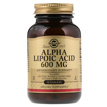 Solgar, Ácido Alfa Lipoico, 600 mg, 50 Tabletas