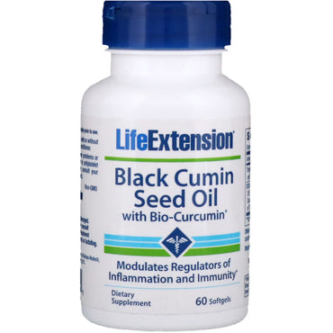 Life Extension, Huile de graines de cumin noir avec bio-curcumine, 60 gélules