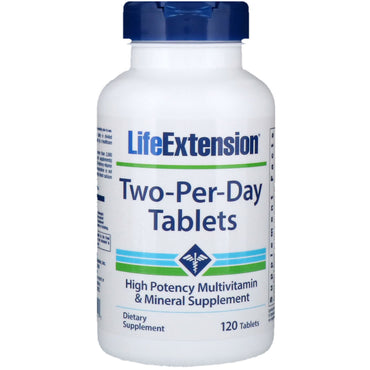 Extensión de vida, dos comprimidos al día, 120 comprimidos