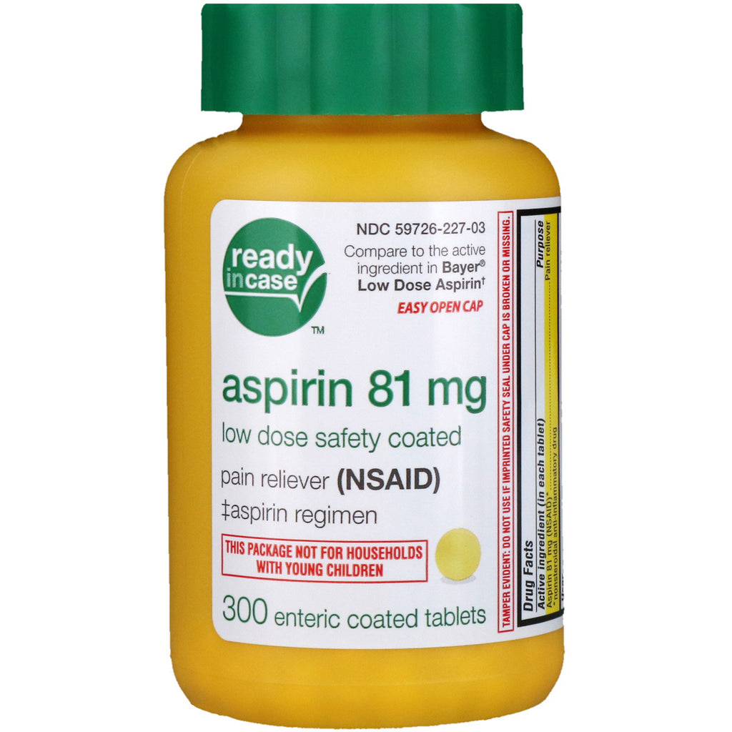 Life Extension, aspirin, lavdose sikkerhetsbelagt, 81 mg, 300 enterisk belagte tabletter