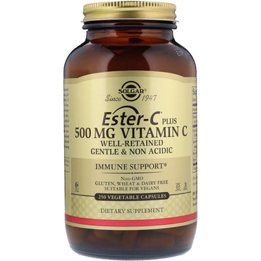 Solgar, Ester-C Plus, C-vitamin, 500 mg, 250 grøntsagskapsler