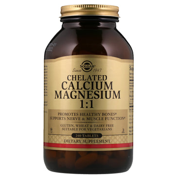 Solgar, Calcium Magnésium Chélaté 1:1, 240 Comprimés