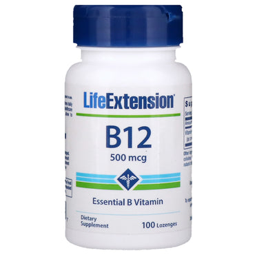 Life Extension, B-12, 500 mcg, 100 pastillas