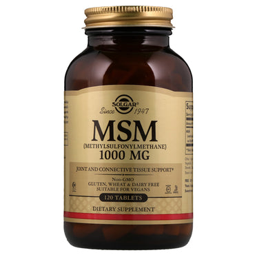 Solgar, MSM (Metilsulfonilmetano), 1000 mg, 120 comprimidos